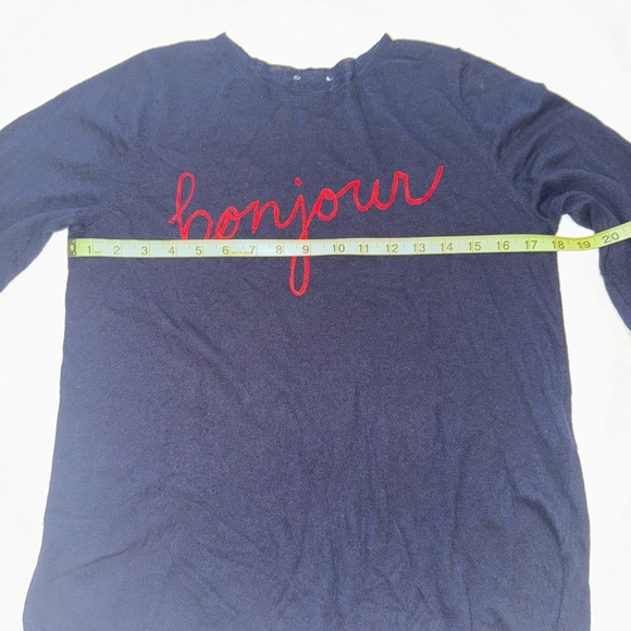 Joie Jenris Women’s "Bonjour" "Au Revoir" Embroidered Sweater Fits Like S/M - Picture 4 of 7